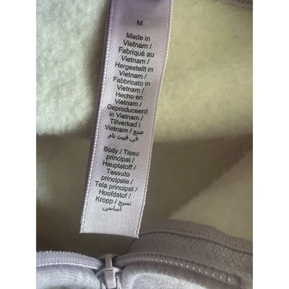 SKIMS Limited Edition Cotton Fleece Cropped Full Zip Up Hoodie Purple Heather M - Picture 9 of 16
